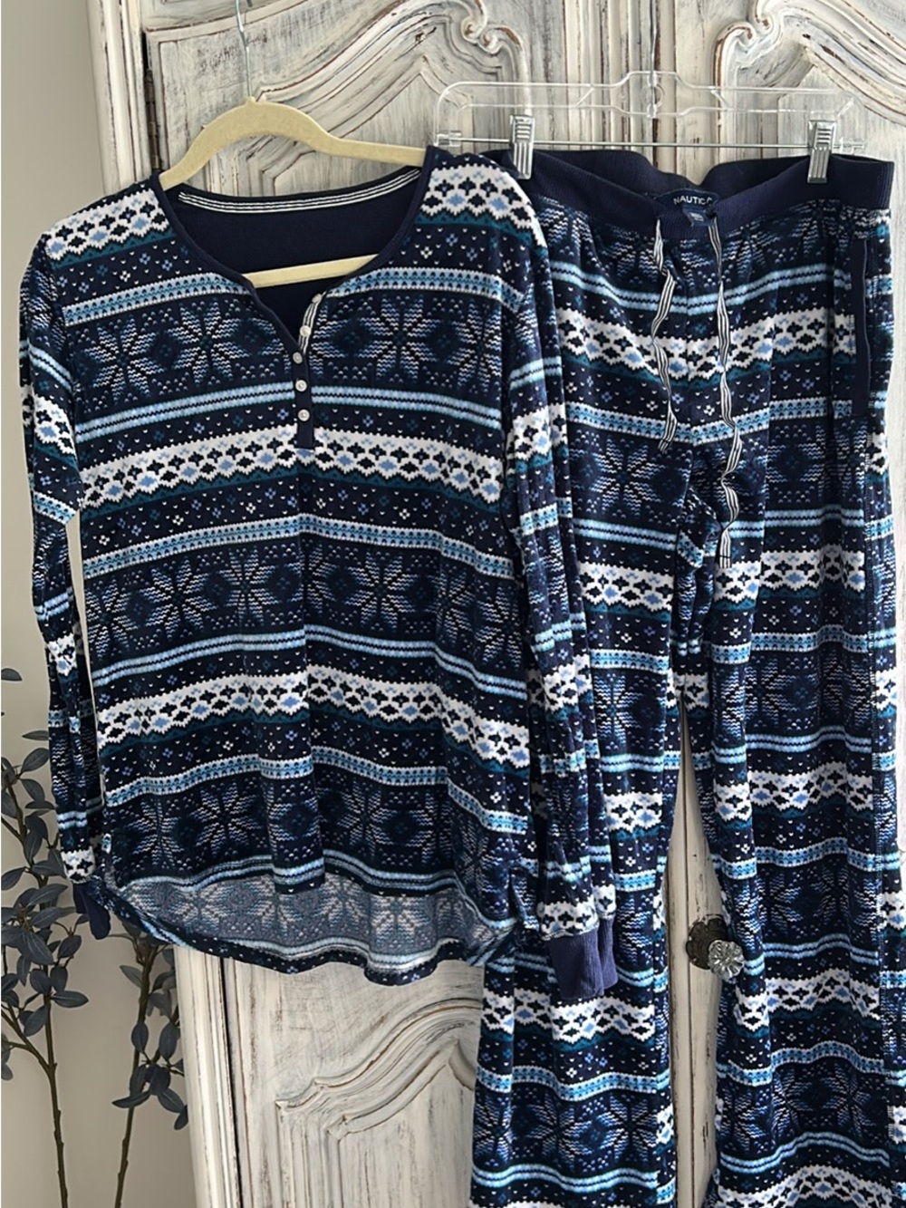 Nautica Navy & White Fair Isle Pajama Lounge Set